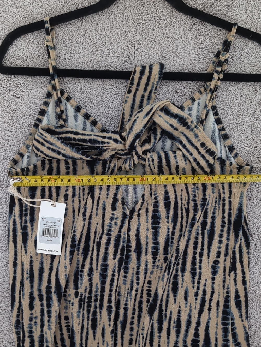 DEX Spaghetti Strap V-Neck Maxi Dress in Beige and Navy Size Medium - Picture 2 of 4